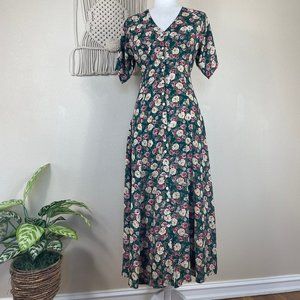 Extra Femme Collection vintage floral button down sexy boho maxi dress 3
